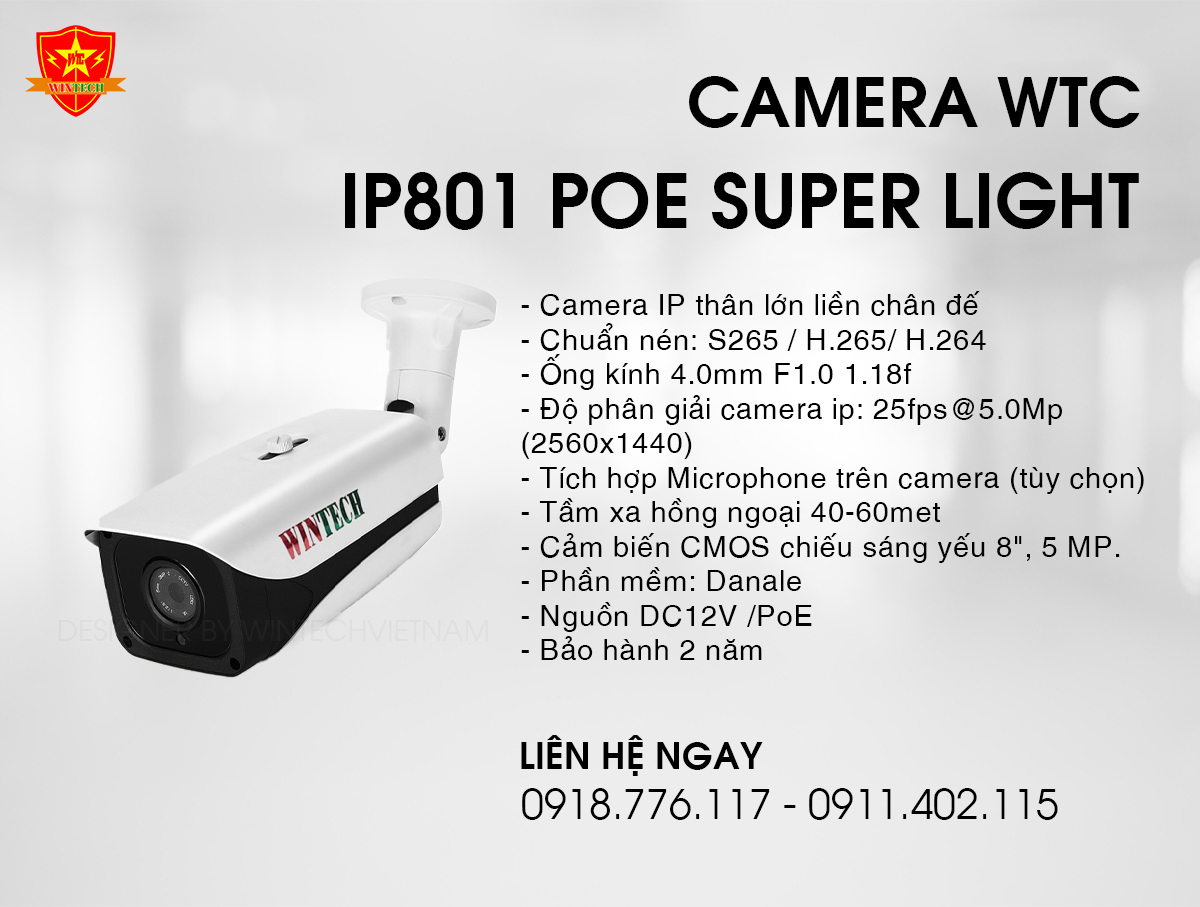 Camera WTC IP801H POE Super Light