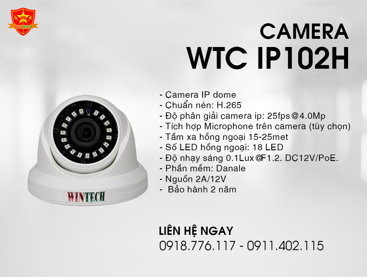 Camera WTC IP102H - 4.0MP -  POE+MIC