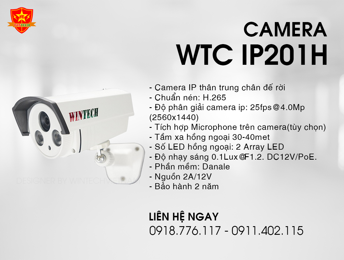 Camera WTC IP201H - 4.0MP -  POE+MIC