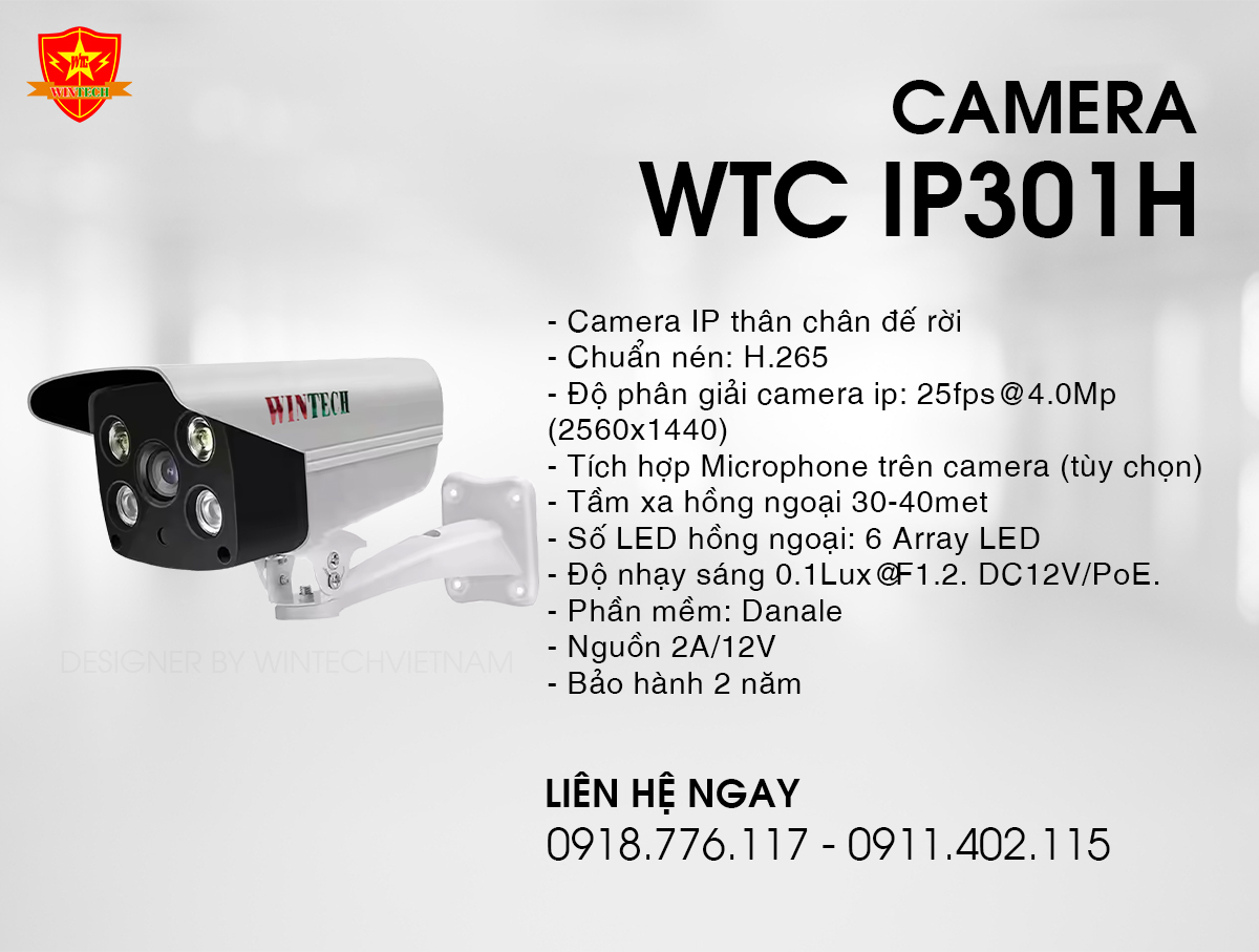 Camera WTC IP301H - 4.0MP -  POE+MIC