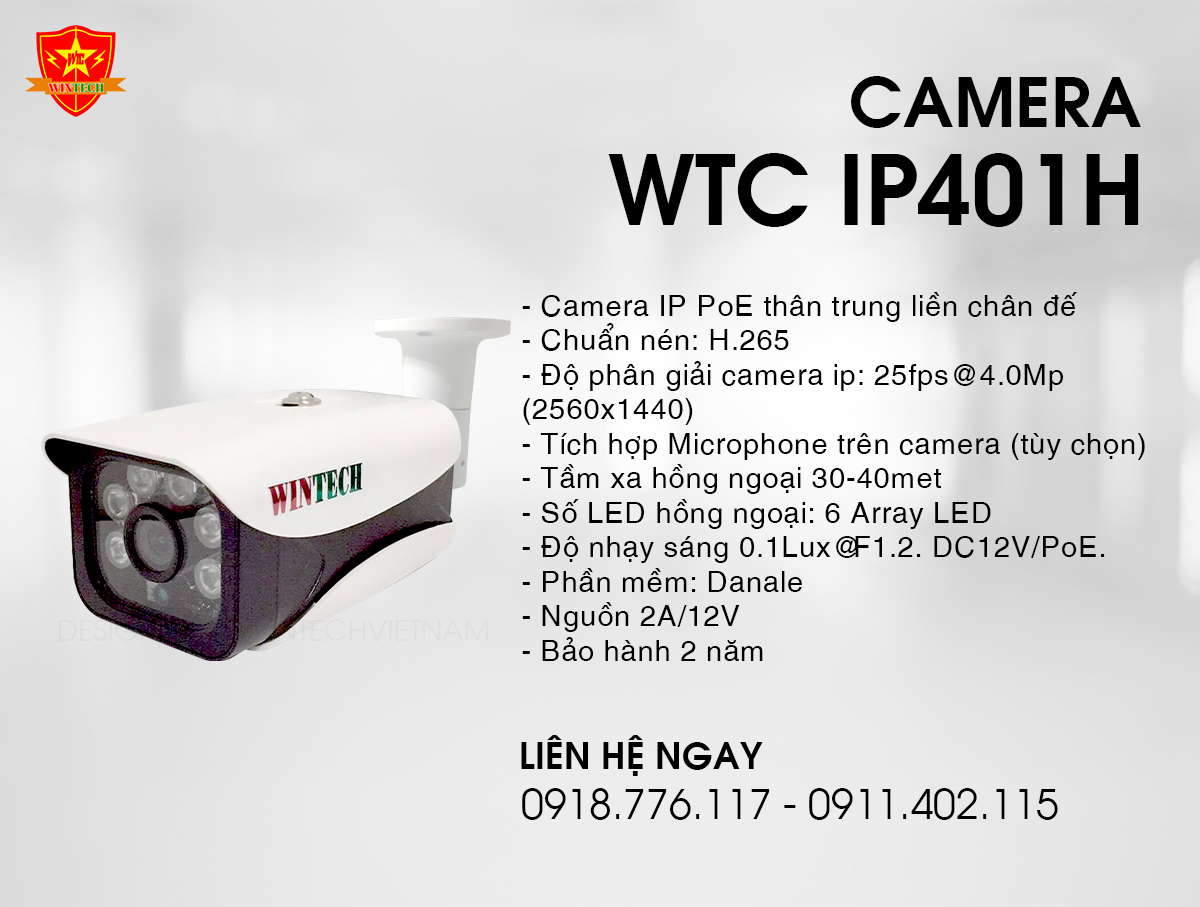 Camera WTC IP401H - 4.0MP -  POE+MIC