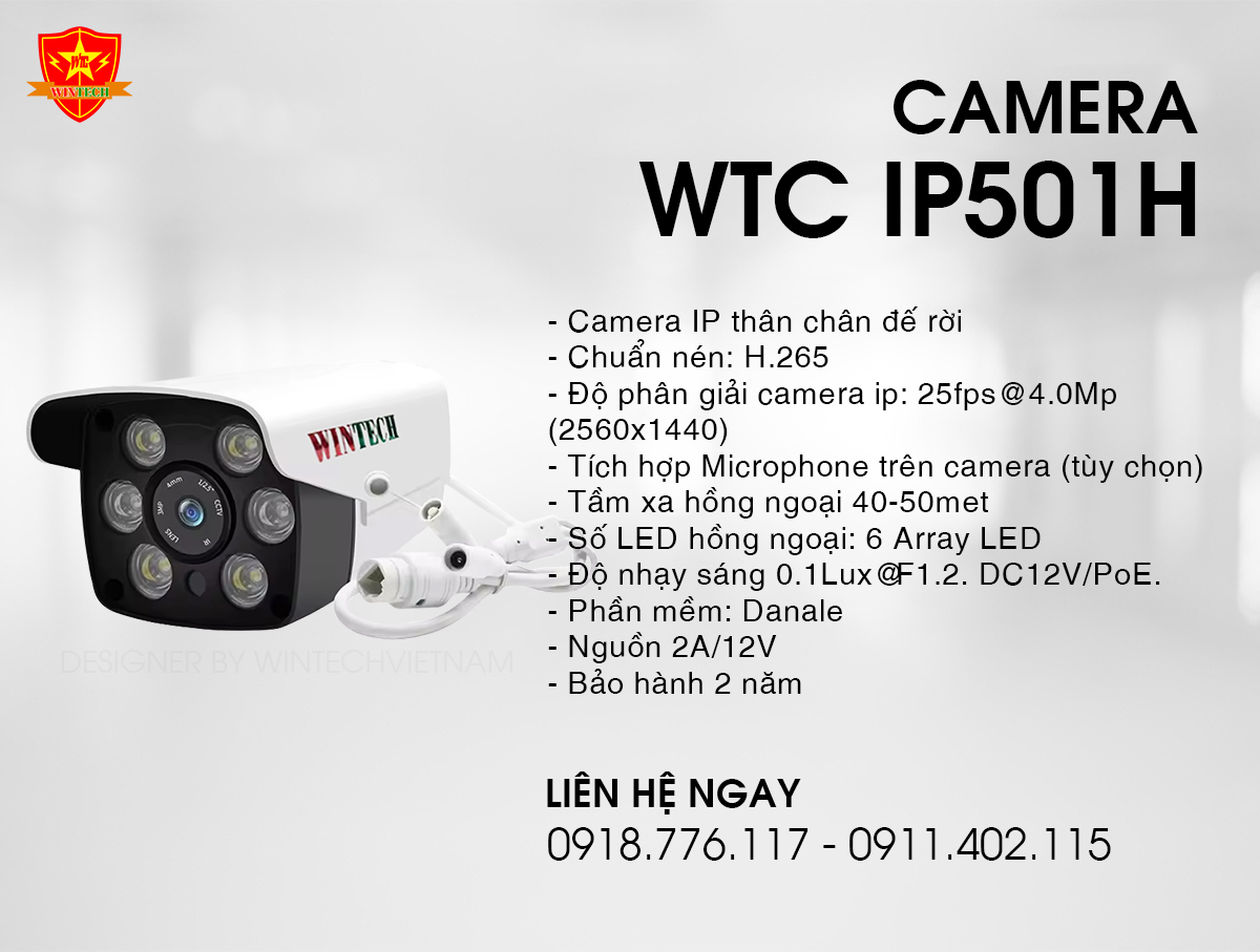 Camera WTC IP501H - 4.0MP -  POE+MIC